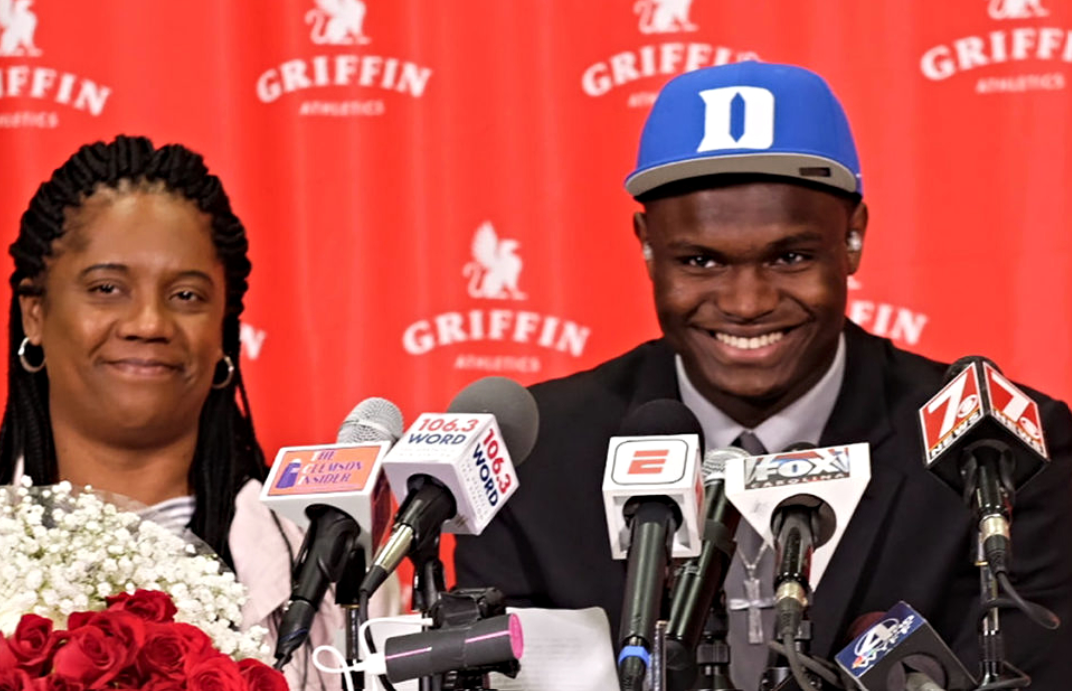 Zion Williamson with his mother Sharonda Sampson