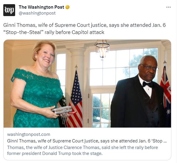 Virginia Thomas had made her husband Clarence Thomas' job complicated.